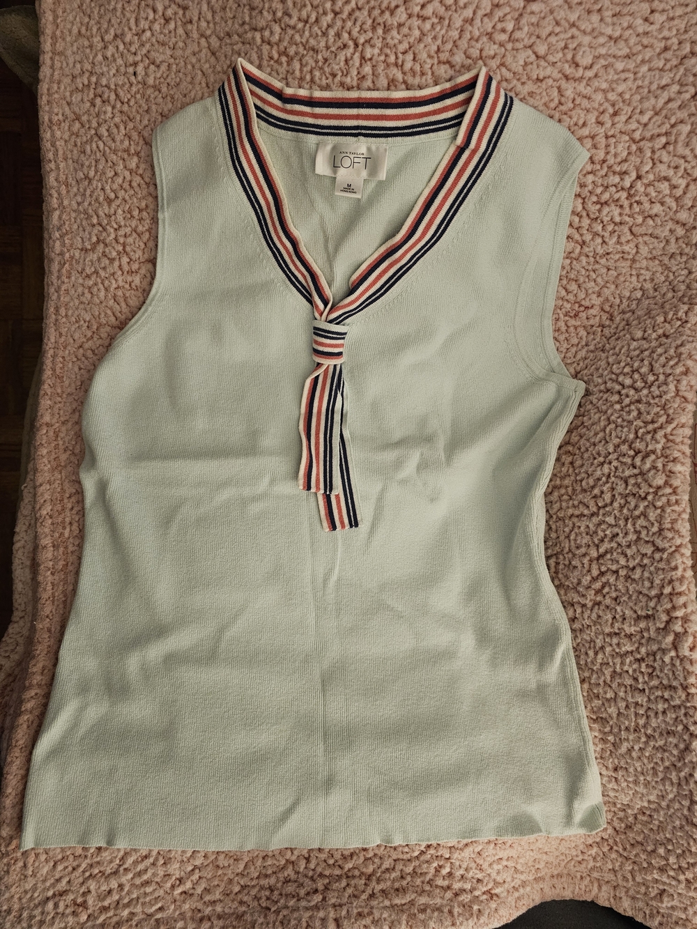 LOFT Mint Green Sleeveless Sailor Tie-Front Top